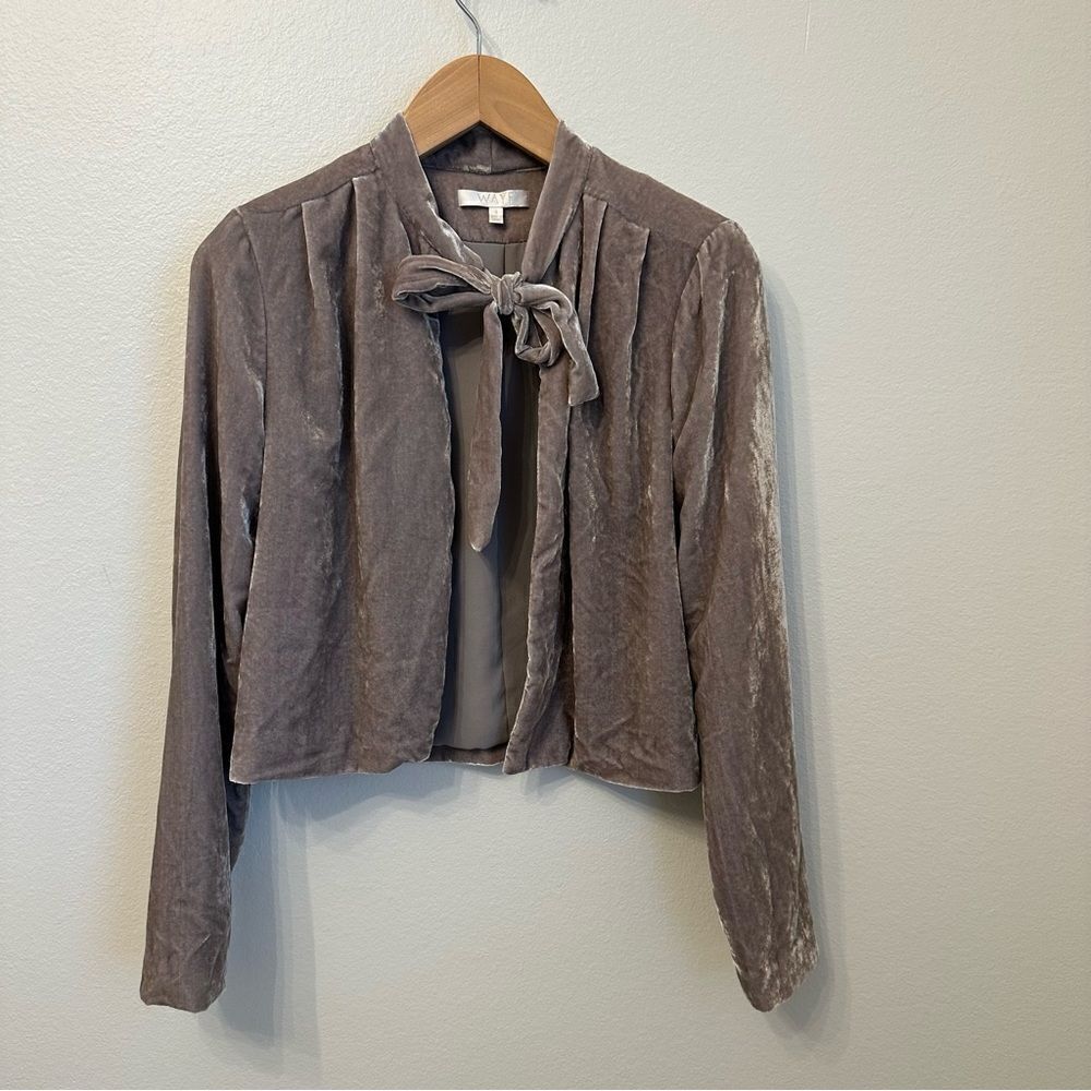 WAYF Velour Bow Neckline Blazer